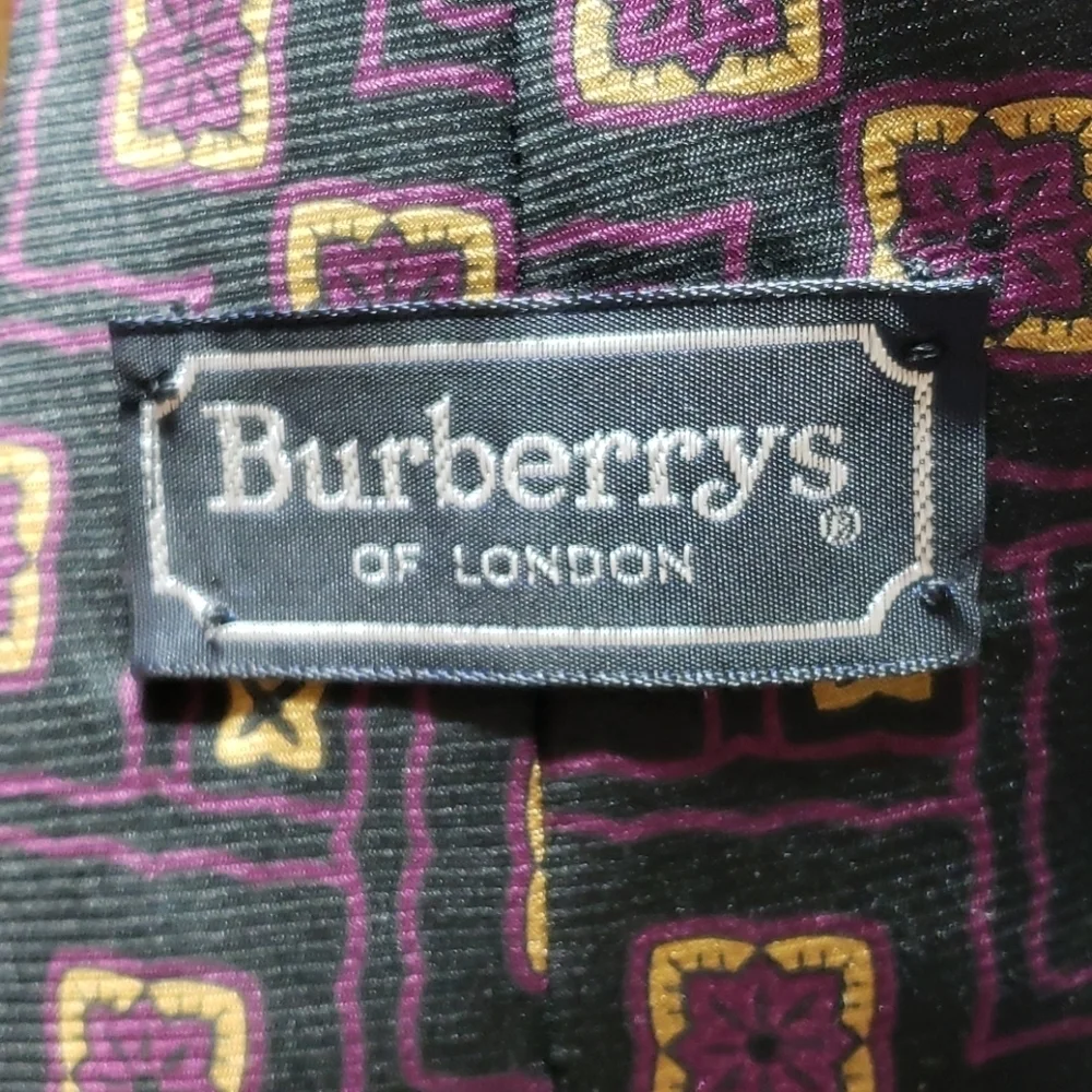 Burberry silk tie blue and purple geometric
